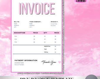 Pink Business Invoice Template: Editable Canva Design (Instant Download)