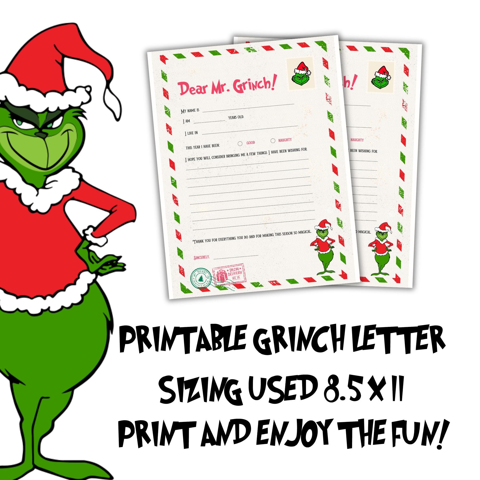 Grinch Letter Printable | Kids Christmas Wishlist Printable | Cute ...