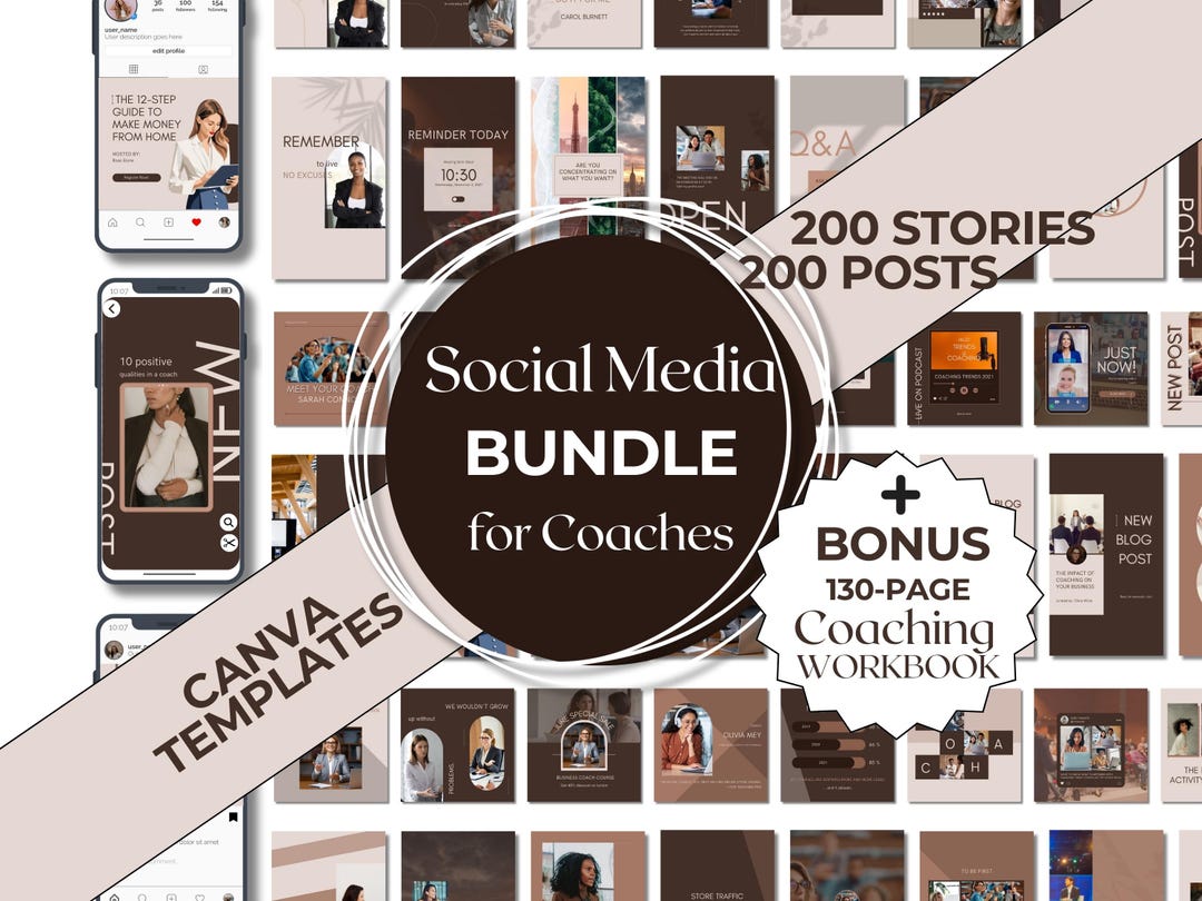 Coaching Instagram Templates | 400 Canva Posts & Stories (PDF) - Etsy