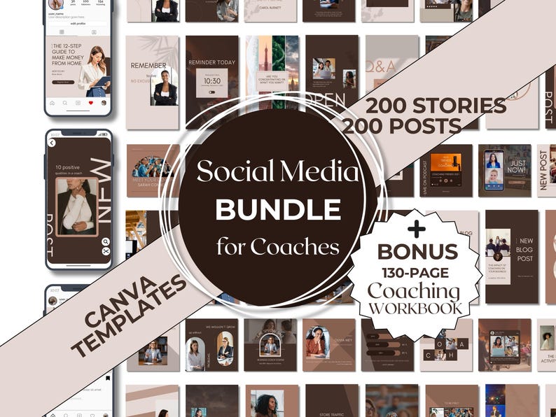 Coaching Instagram Templates | 400 Canva Posts & Stories (PDF) - Etsy