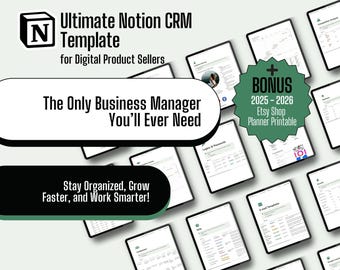 Notion CRM Template for Digital Product Sellers | Business Manager (Digital Download)