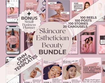 Skincare Instagram Templates: Beauty Content Bundle (Canva)