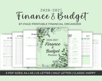 2026-2027 Budget Planner PDF | 67 Page Financial Organizer