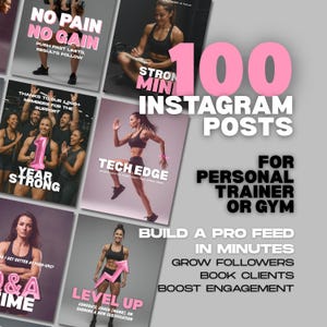 Plantillas Canva para Instagram de entrenador personal: 100 publicaciones de entrenador de fitness en redes sociales, paquete de marketing para gimnasios, publicaciones de fitness en Instagram