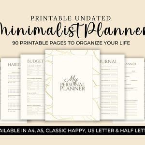 Minimalist Undated Planner Bundle, Life Organizer (Digital Download)