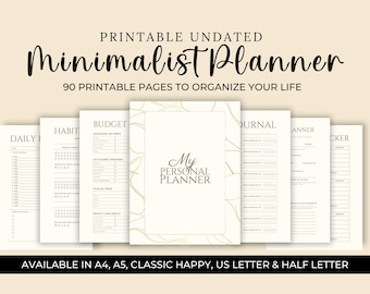Minimalist Undated Planner Bundle, Life Organizer (Digital Download)