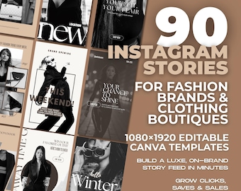 Fashion Brand Instagram Story Templates | 90 Editable Canva Layouts