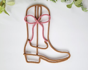 Bota vaquera con lazo - Decoración de pared - Inspirada en el estilo western - Pieza decorativa para el hogar, la habitación infantil y la habitación de niñas