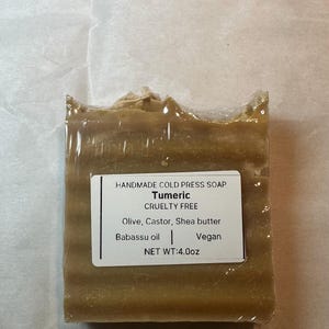 Handmade Cold Pressed Turmeric Soap: Natural Face & Body Cleanser