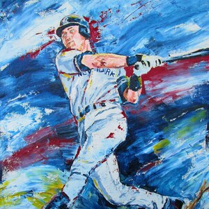ニューヨーク ヤンキース デレク ジーター オリジナル オイル スポーツ 野球 絵画 キャンバスに油絵