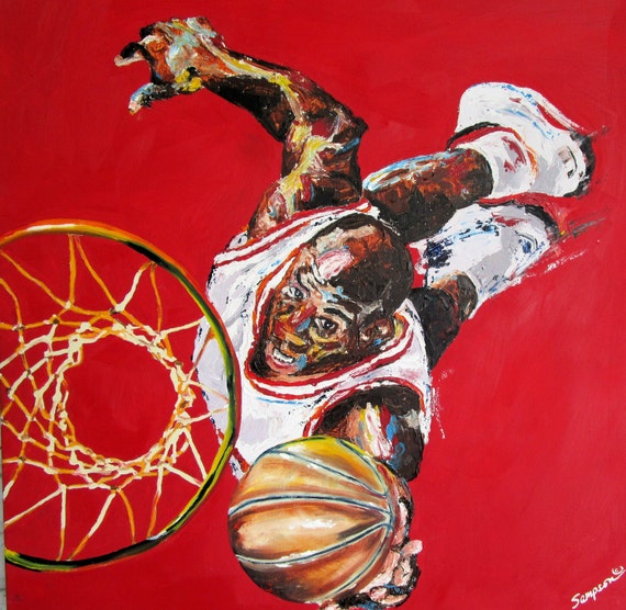 Micheal Jordon Original Basketball Sports art oil Painting