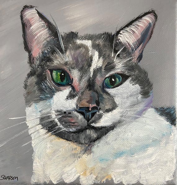 6"x6" Oil Painting portrait pet Original on canvas free ship
