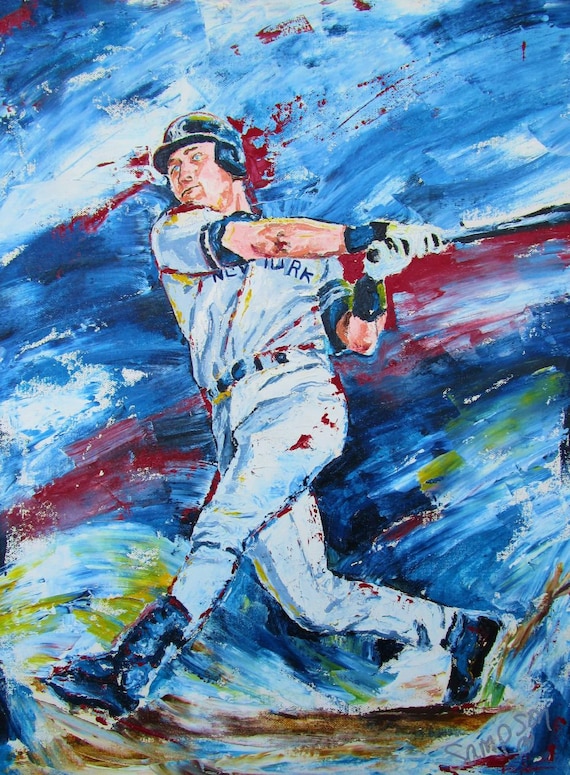 New York Yankees Derek Jeter Original Oil Sports Baseball Painting Oil on Canvas