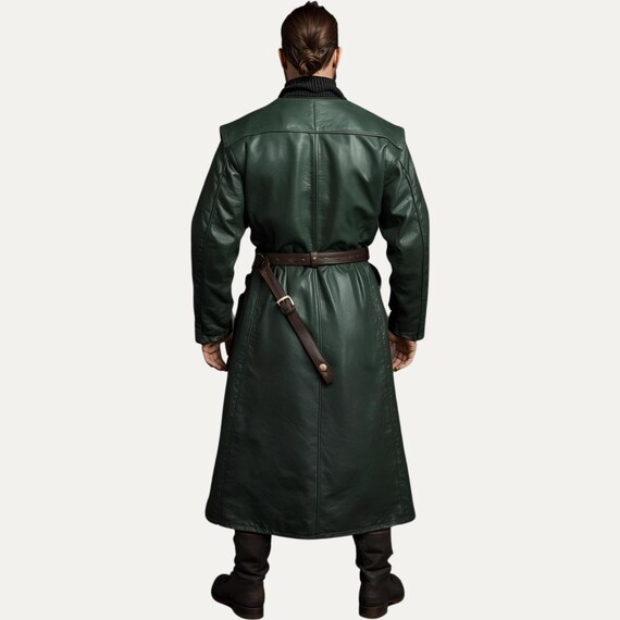 中世の戦士のトレンチコート - ロングレザーコスプレコート - Etsy 日本