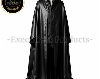 Schwarzer Leder Umhang: Gothic Cosplay Umhang