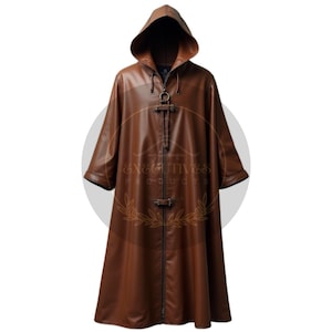 Brown Leather Hooded Cloak: Gothic Cosplay, Renaissance Style