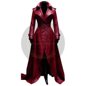 Gothic leren trenchcoat - door geestelijken geïnspireerde leren stofdoek voor dames