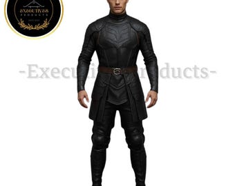 Handcrafted Black Leather Armor Set: Gothic Warrior Outfit