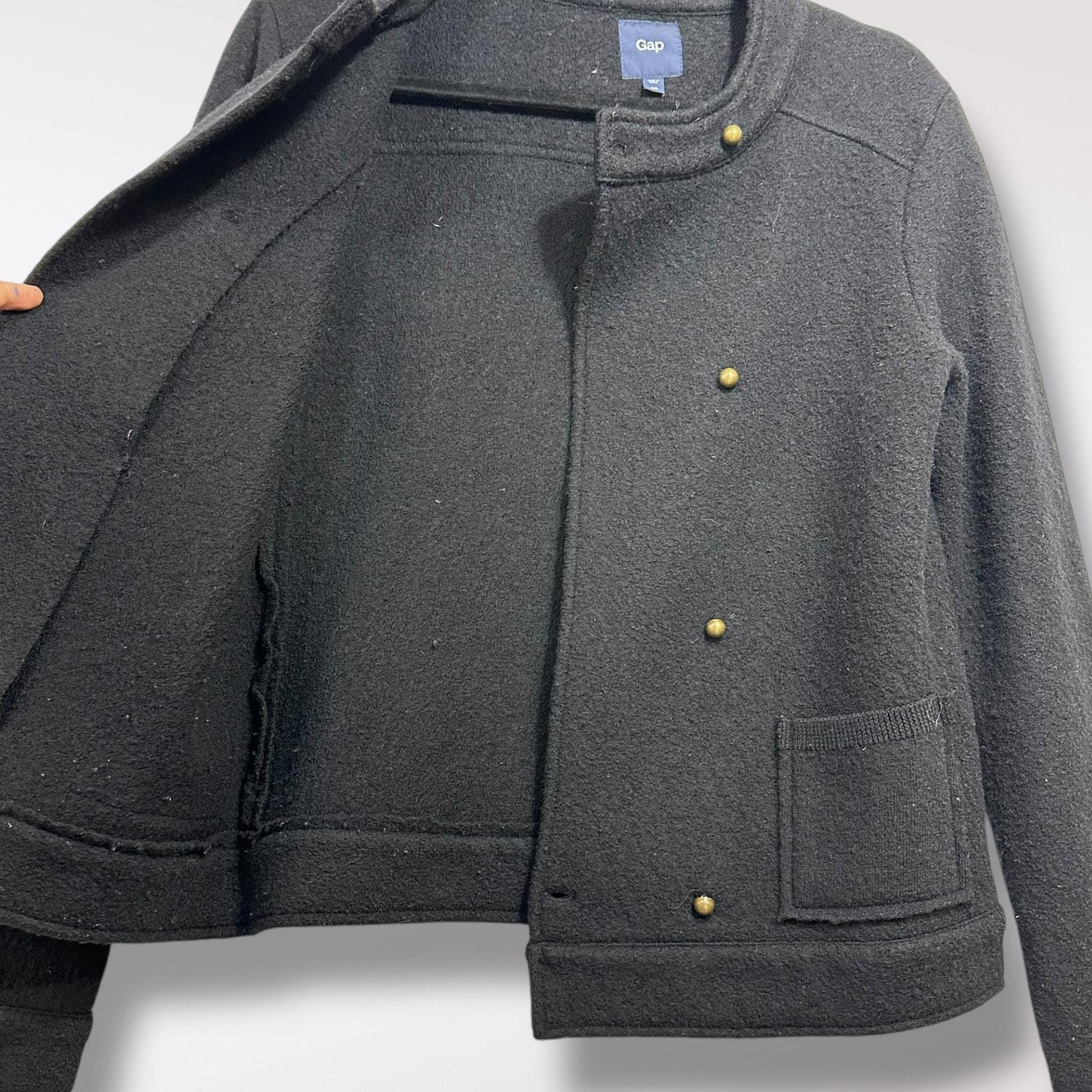 Vintage GAP Wool Black Double Breast Buttoned Pea Coat Jacket XS