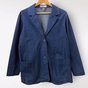 Vintage Old Navy Denim Blazer Jacket Y2K Masc Sleek Office Hipster Minimalist