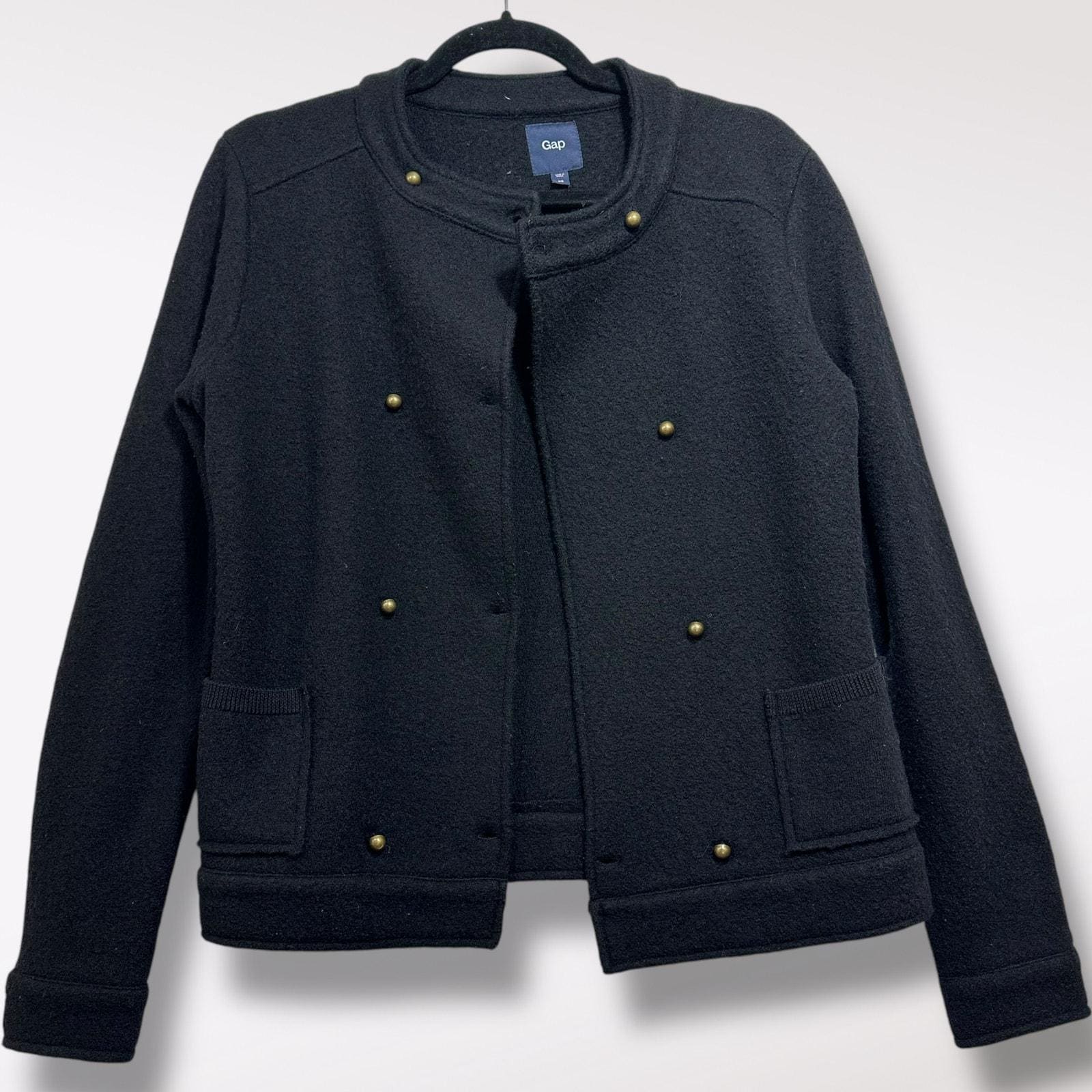 Vintage GAP Wool Black Double Breast Buttoned Pea Coat Jacket XS