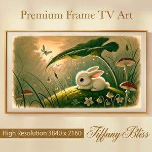 Frame TV Art, Osterhase, Cottagecore, Vintage Kinderzimmer Kunst, Tapete, Frühlingskunst für Frame TV, Bauernhaus, digitaler Download