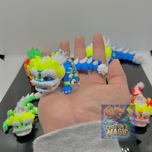 Articulated Chinese Lion Dance Keychain and Ornament - 3D Printed, Chinese Lion Dance Toy, Small or Large Size, lucky Chinese New Year Decor
