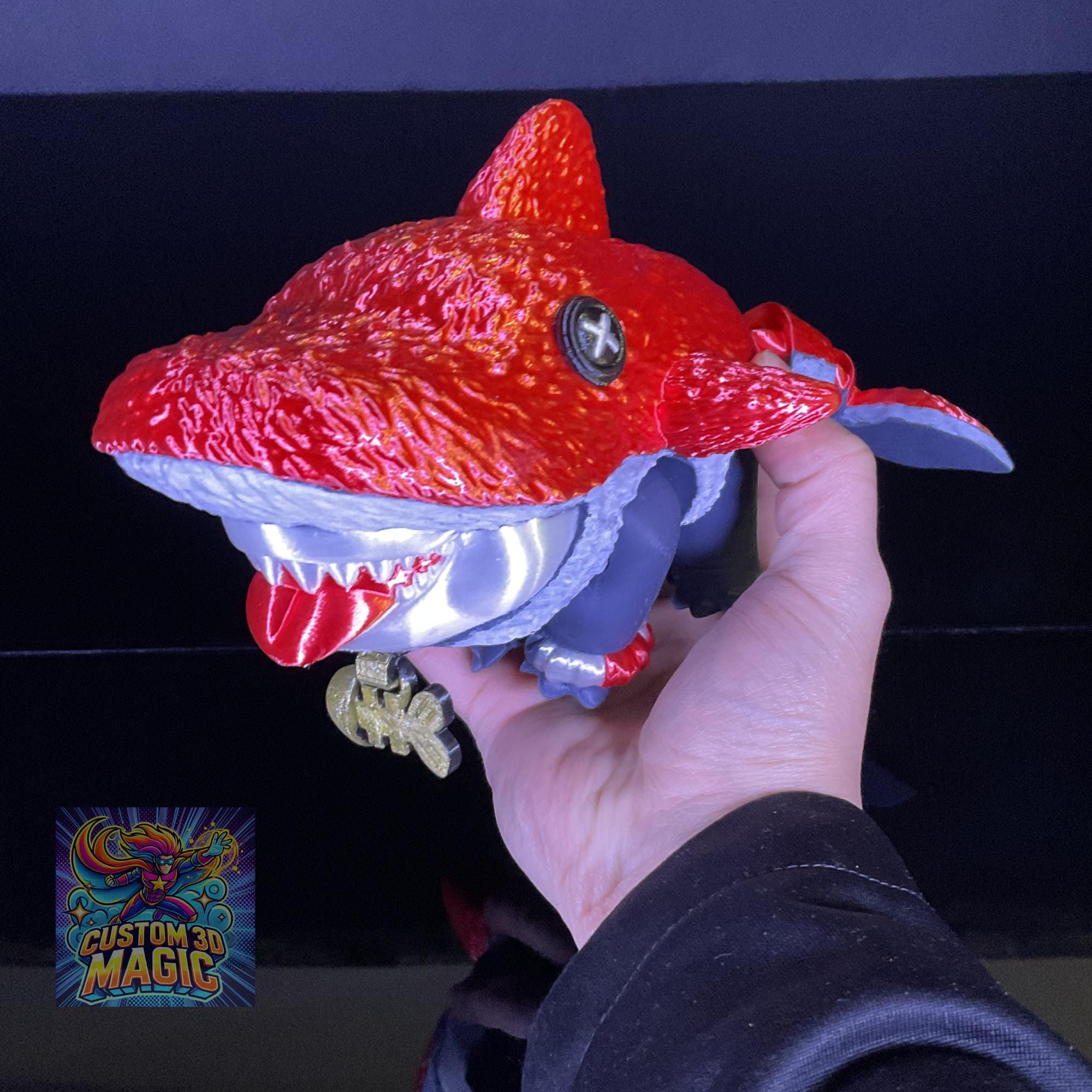 Jeff the land shark plush toy LARGE FIGURE - Rivals figure -Flexible Stress Toy Articulated Baby Shark Rivals 3d Printed for fans - rivals