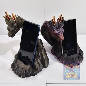 Telefoonhouder 3D-print, telefoonhouder bureau, drakenfiguur bureaudecor, drakentelefoonhouder voor kinderen en volwassenen, uniek cadeau voor bureau
