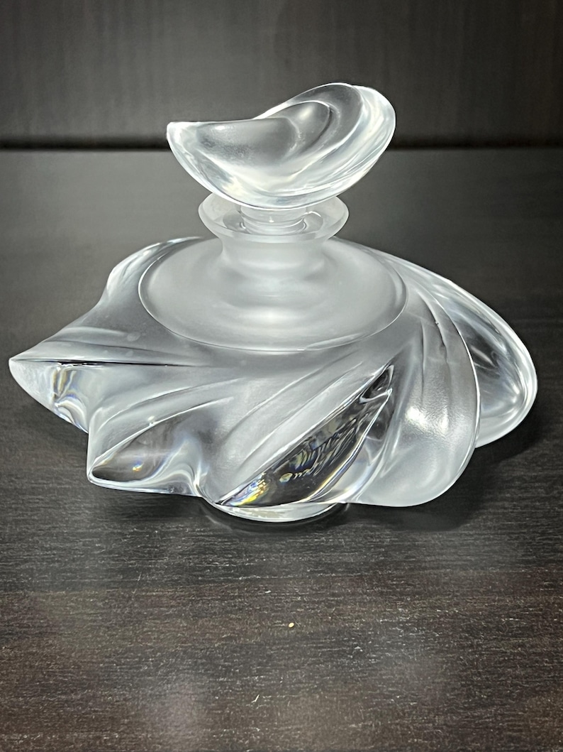 Lalique France “Samoa” Crystal Perfume Bottle | Signed | Frosted & Clear Art Glass | Vintage Vanity Decor