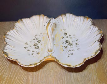 Antique KPM Berlin Porcelain Dish: Hand-Painted Floral Gold Gilded Tray