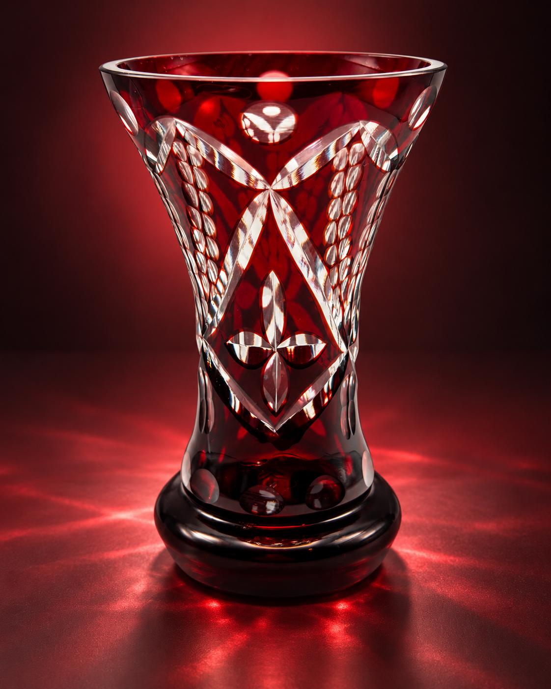 Red Crystal Vase - Etsy