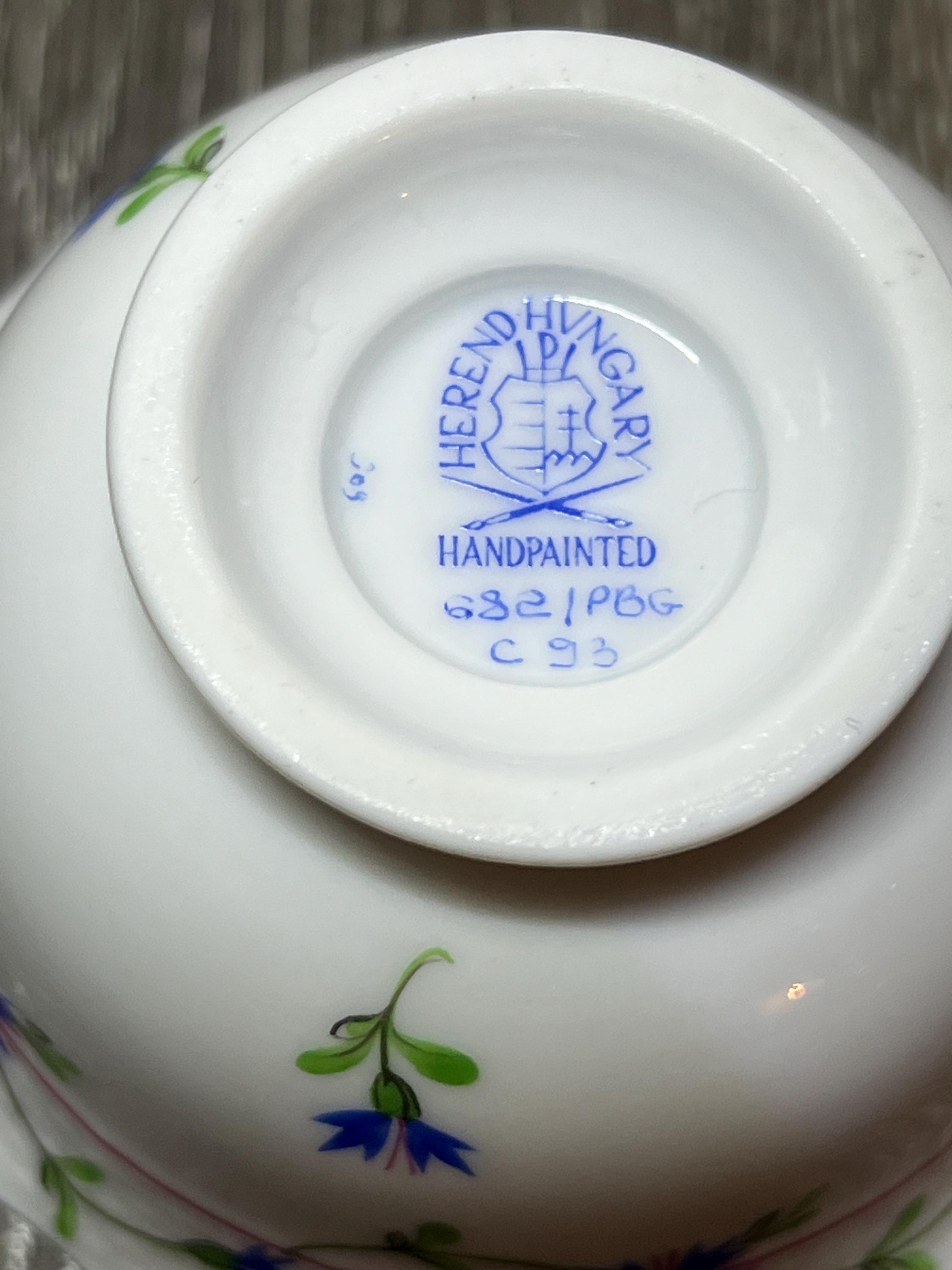 Herend Hungary Handpainted Blue Garland Open Sugar Bowl - Etsy