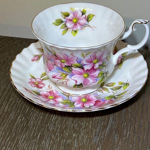 Royal Albert “Wild Rose” Teacup & Saucer | Vintage Bone China England | Pink Floral Tea Cup