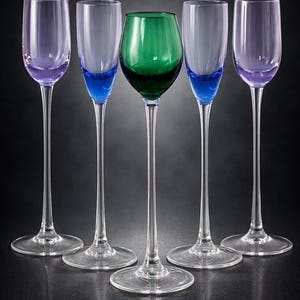 Scandinavian Style Colored Stem Aperitif Glasses | Set of 5
