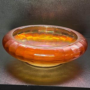 Imperial 8” Marigold Carnival Glass Ribbed Bowl