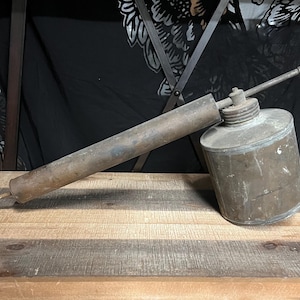 Vintage Brass & Copper Wood Handle Bug Sprayer Pesticide / Garden Duster