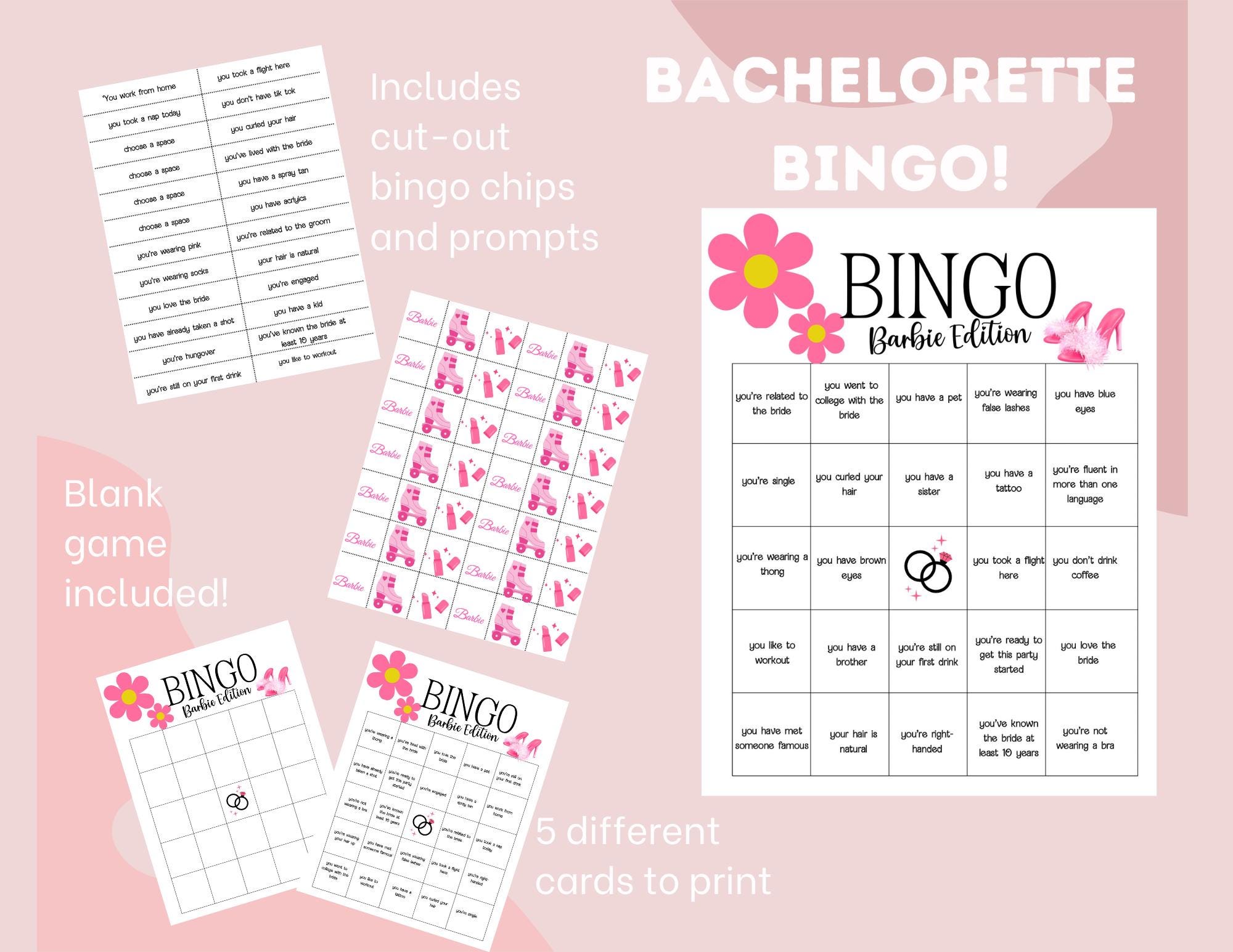 Barbie Bingo Game Barbie Bachelorette Party Bingo Fun Bridal