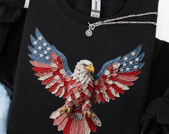 Faux Patchwork America Patriotic PNG July 4th Eagle Sublimation Design Patriotic 4th of July Png Download Trendy Summer Instant Digital ONLY