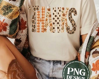 Cute Thanksgiving PNG Bestseller Print-on-Demand Design Trendy Give Thanks Sublimation Design Faux Burlap Thanks Instant Digital Download