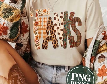 Faux Paint Thanksgiving PNG Bestseller Print-on-Demand Design Trendy Patterned Give Thanks Sublimation Design Instant Digital Download
