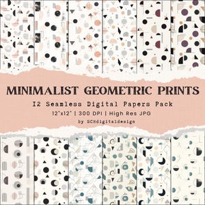 Minimalistisches geometrisches digitales Papier Pack Neutrales geometrisches Papier Bundle Digitales Scrapbook Papier Handwerk druckbare digitale Design Seite Tapete