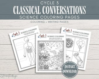 Cycle 3 Classical Conversations Science Printable Coloring Practice Pages CC Foundations Worksheets Homeschool CC Memory Work Coloring Book