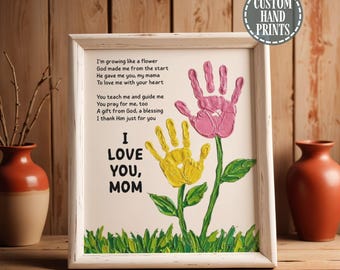 Christian Mother's Day Handprint Art Poem Digital Flower Bouquet Craft for Mom Last Minute Mother's Day Gift for Mama Instant Download