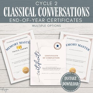 Certyfikaty na koniec roku szkolnego z konwersacji klasycznych z cyklu 2 CC Nagroda Mistrza Pamięci z cyklu 2 do druku Certyfikat Mistrza Pamięci Triple Crown do druku