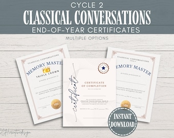 Ciclo 2 Conversazioni Classiche Certificati di fine anno CC Ciclo 2 Premio Memory Master Certificato stampabile Triple Crown Memory Master