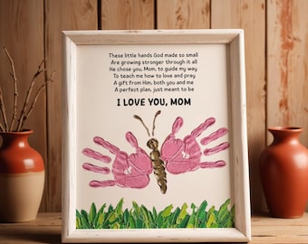 Christian Mother's Day Handprint Art Poem Butterfly Kids Craft for Mom Digital Last Minute Mother's Day Gift for Mama Instant Download