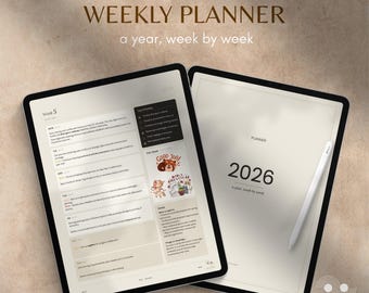 2026 Wochenplaner | Minimalistisches verknüpftes PDF (Digitaler Download)