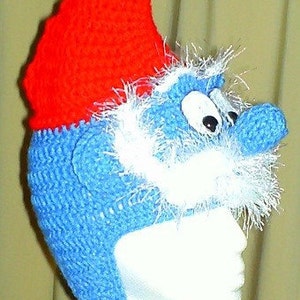 Papa Blue Guy Earflap Hat Crochet PDF  Instant Download