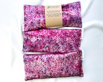 Fuchsia Speckled Naturally Dyed Silk Eye Pillow, Organic Lavender and Flax Seed, Abstract Design, Silk Aromatherapy Eye Pillow